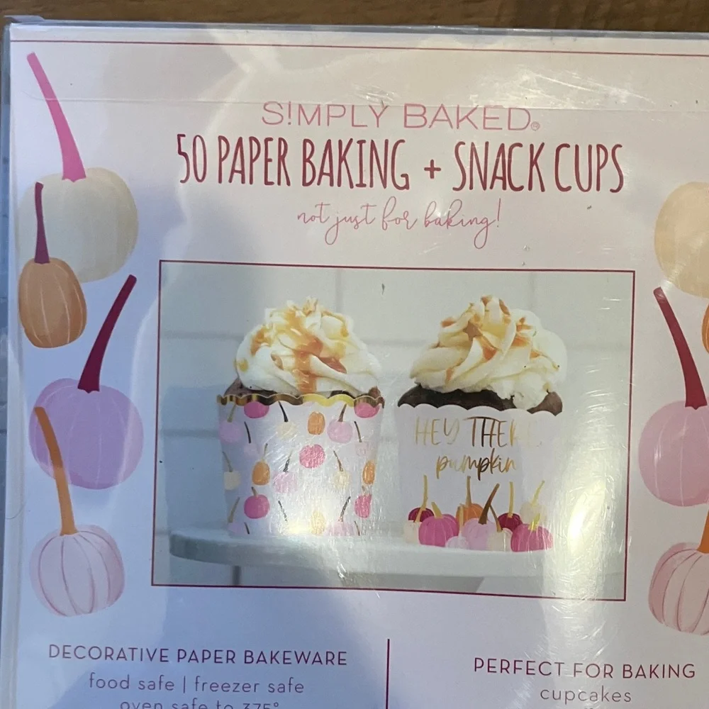 50 Paper Baking + Snack Cups not just for baking. Pumpkin Design - New in Box